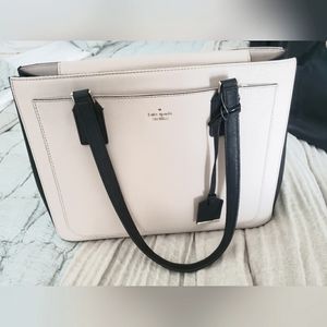 Kate spade black and cream leather tote bag